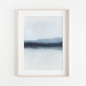 Watercolor Landscape Print of Dark Blue Mountain, A3 and A4, Watercolour Giclee Print, Minimalist Wall Art, Minimalist Landscape Art, Simple