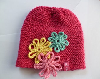 Kinder-Mädchen-Mütze "Flower-Power" in pink/ Beanie