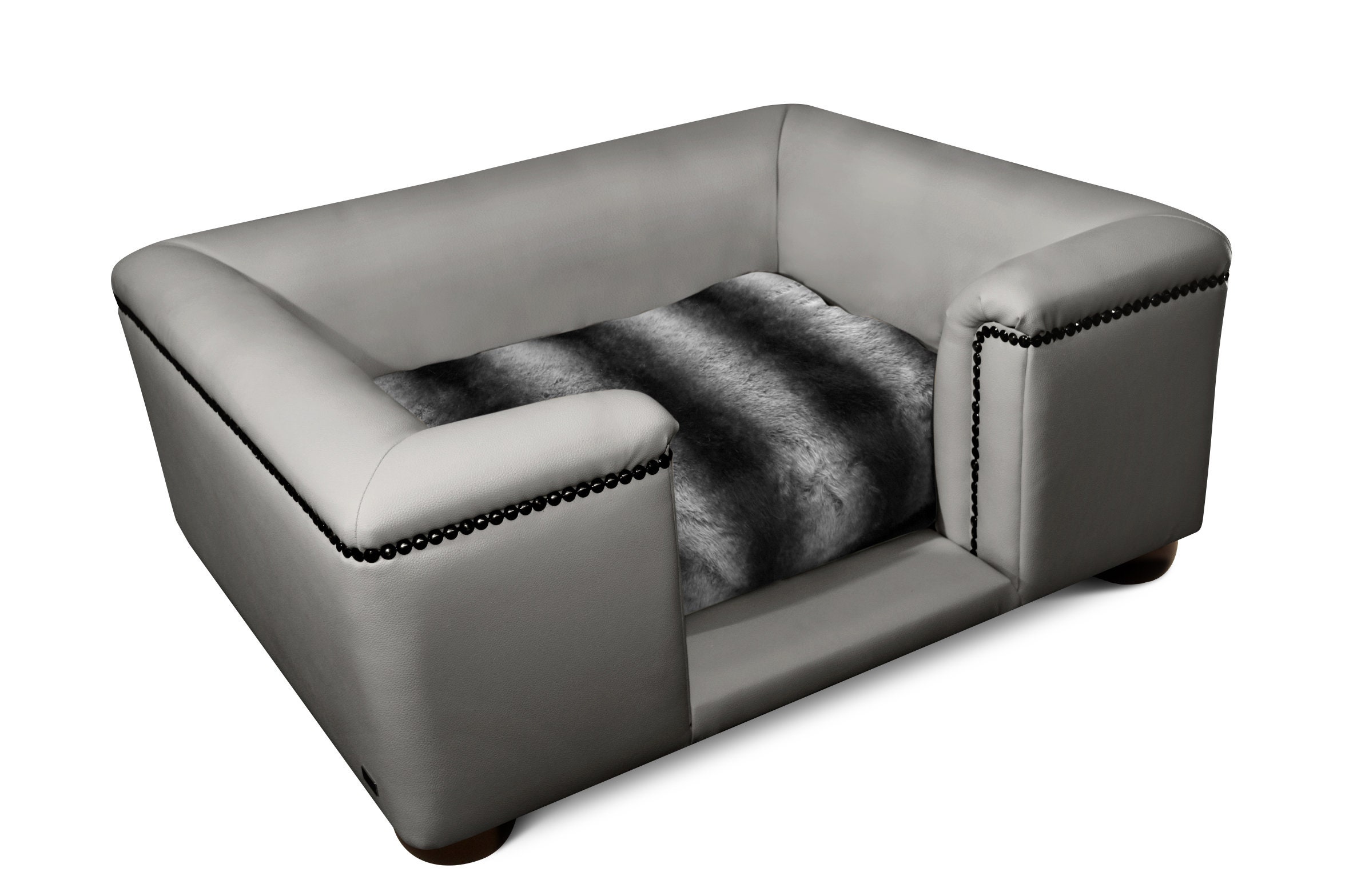 Luxury 'windsor' Dog Bed Steel Grey Faux Leather Etsy UK