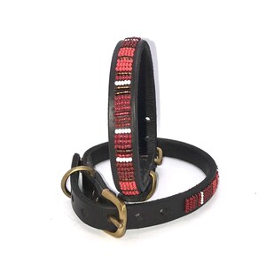 Beaded leather Dog Collars Small breeds 11-13 28-34cm Neck size 1/2 1.5cm wide. Fast-Tracked delivery from UK 画像 7