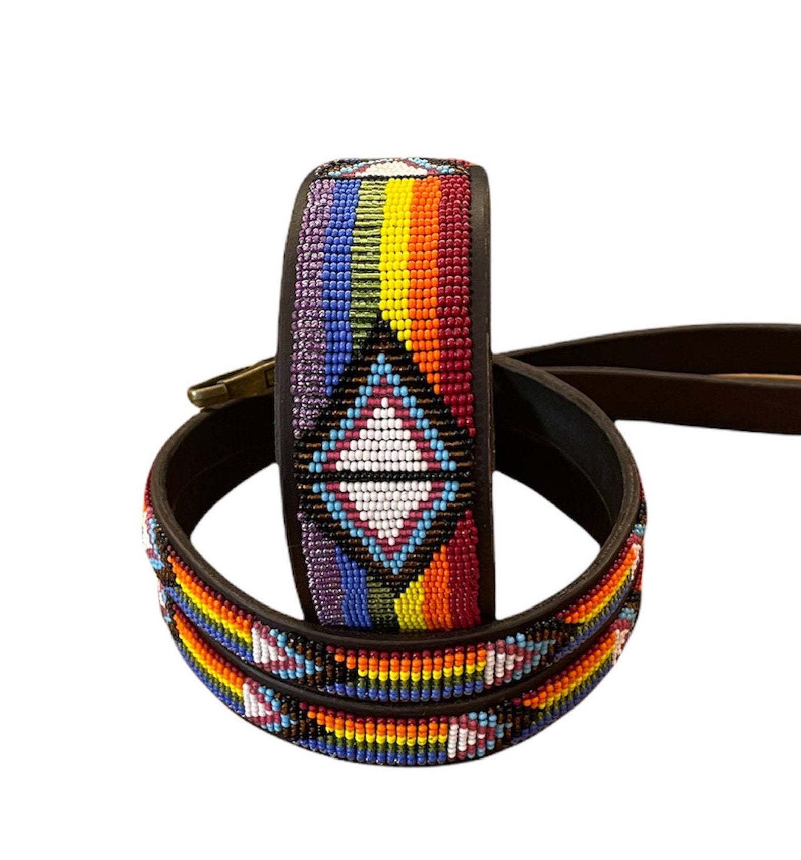 Beaded Leather Lurcher Dog Collars Neck Size 1315 Etsy UK