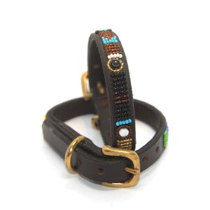 Beaded leather Dog Collars Small breeds 11-13 28-34cm Neck size 1/2 1.5cm wide. Fast-Tracked delivery from UK image 4