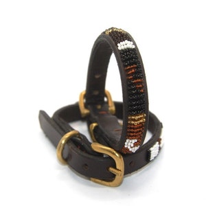 Beaded leather Dog Collars Small breeds 11-13 28-34cm Neck size 1/2 1.5cm wide. Fast-Tracked delivery from UK image 3