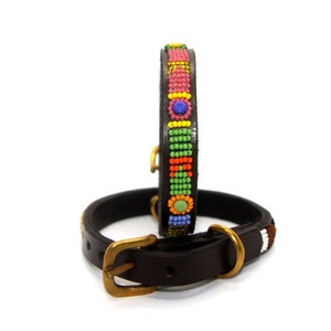 Beaded leather Dog Collars Small breeds 11-13 28-34cm Neck size 1/2 1.5cm wide. Fast-Tracked delivery from UK image 5