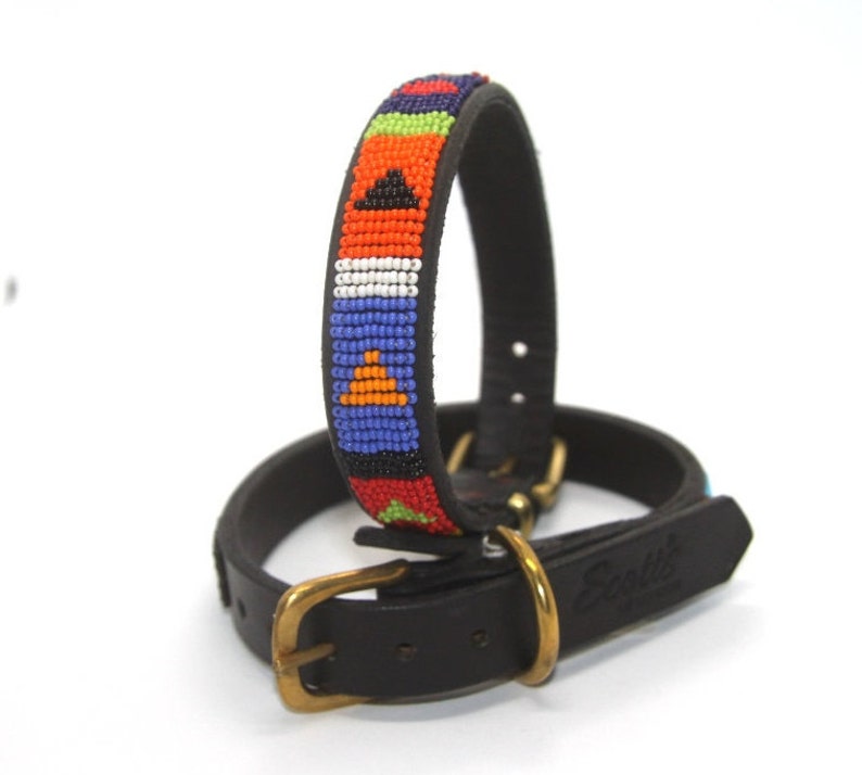 Beaded Leather Dog Collars small Breeds Neck Etsy UK