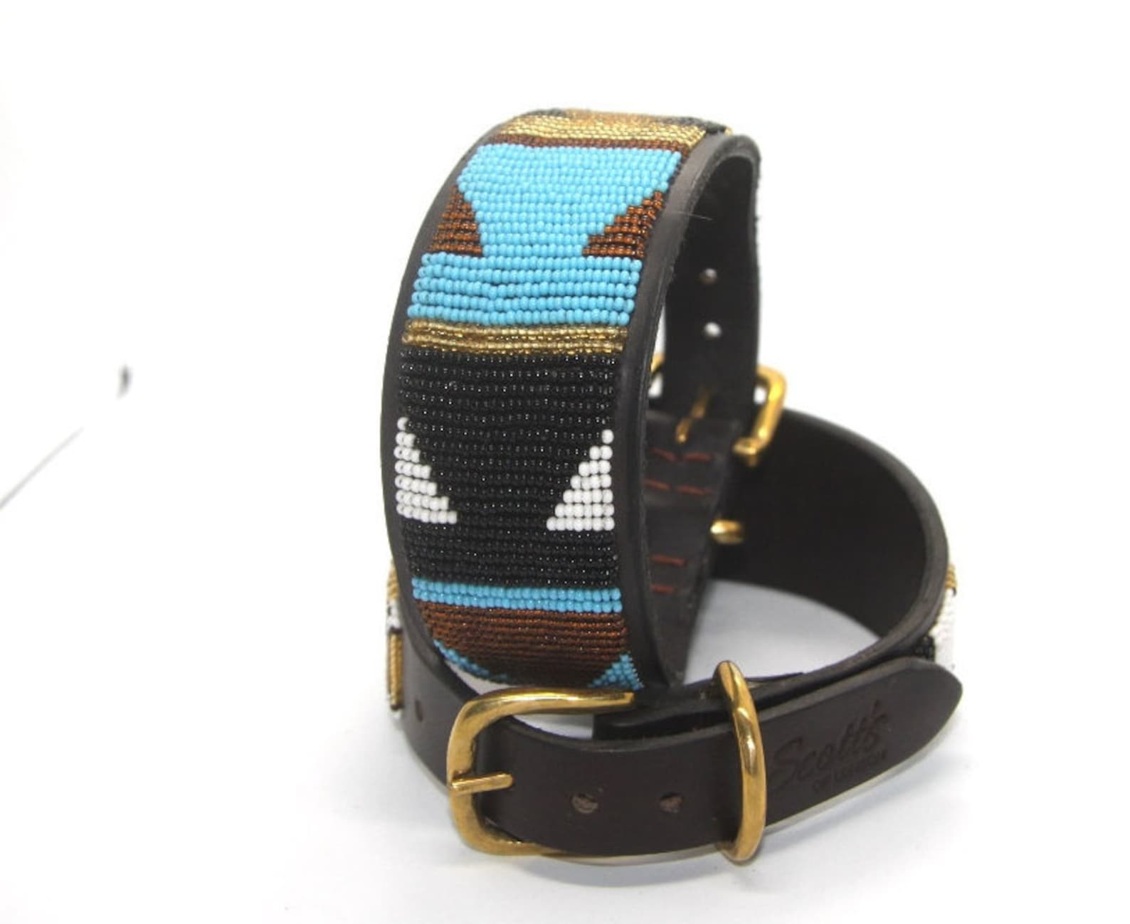 Beaded Leather Lurcher Dog Collars Neck Size 1315 Etsy UK