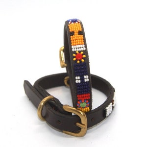 Beaded leather Dog Collars Small breeds 11-13 28-34cm Neck size 1/2 1.5cm wide. Fast-Tracked delivery from UK 画像 2