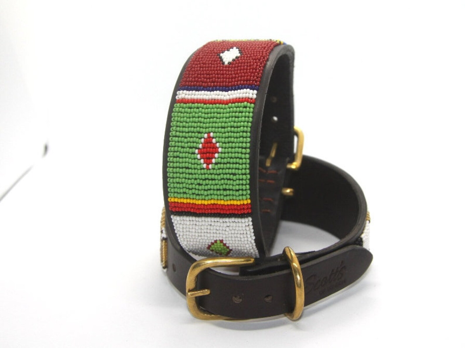 Beaded Leather Lurcher Dog Collars Neck Size 1315 Etsy UK