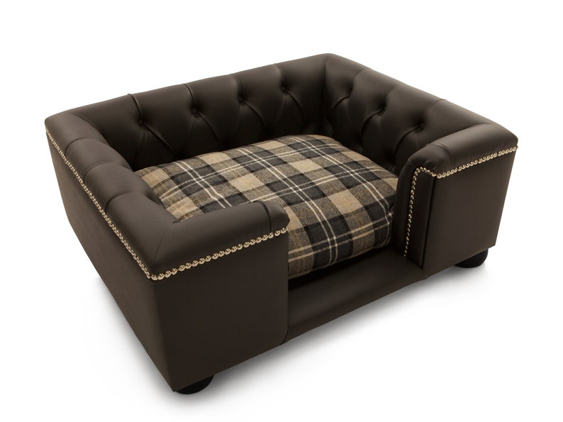 Luxury 'sandringham' Dog Bed Black Faux Leather - Etsy