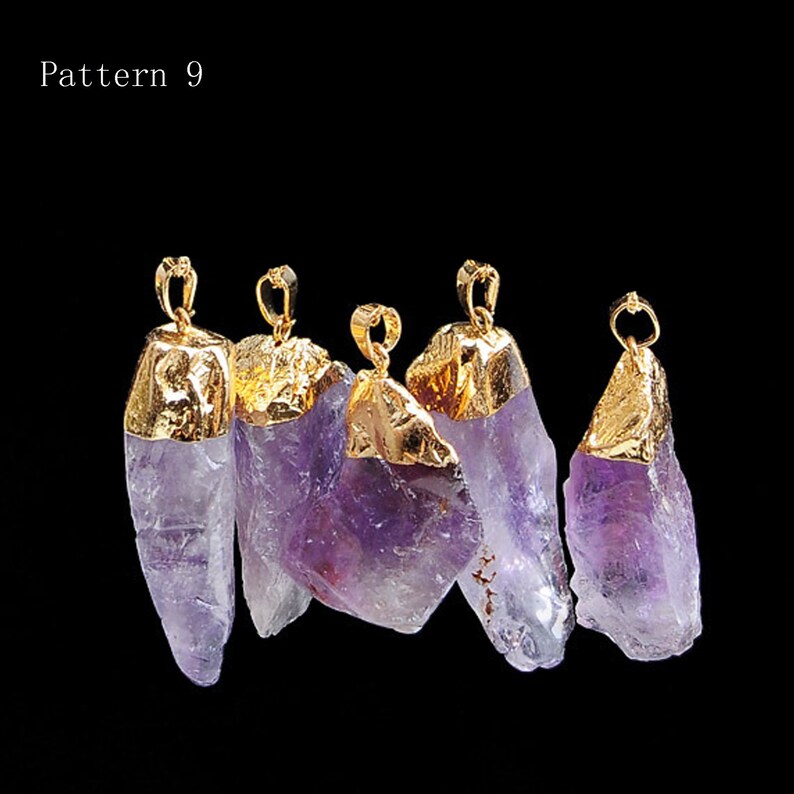 Natural Cystal Raw Rough Fluorite Quartz Stones Irregular Shape Stone Gold Plating Pendant with Hole for Necklace Craft Project Making