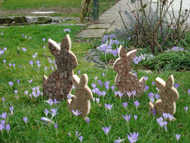 Osterhasenpaar mit Regenschirm 16 cm Ostern,Deko,Garten,Frühling,Holz