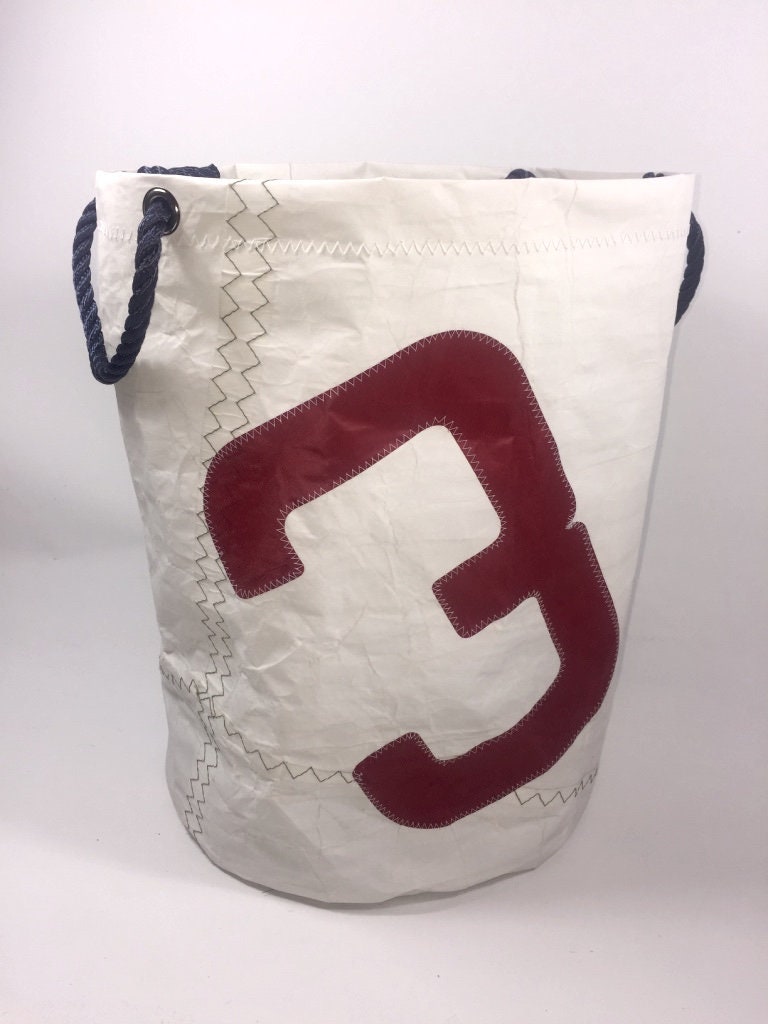 Cesta de lavandería hecha de lona con un rojo 3 | Etsy