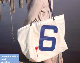 Canvas beach bag, large beach bag with blue 6