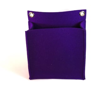 Felt wall pocket, wall utensil in purple large