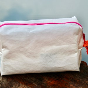 large toiletry bag is made of upcycled canvas image 3