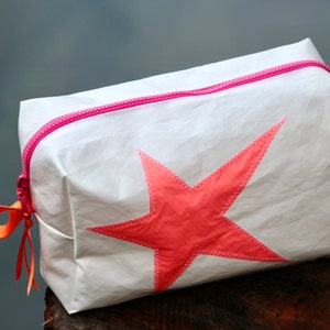 large toiletry bag is made of upcycled canvas image 2