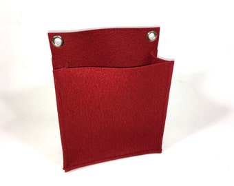 Felt wall pocket, wall utensil in red