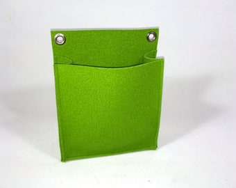 Felt wall pocket, wall utensil silo in meadow green large