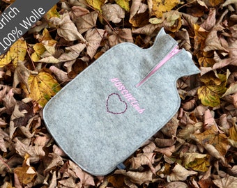 Felt cuddly hot water bottle cover in light gray