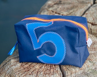 small cosmetic bag is made of waterproof tarpaulin fabric with blue 5