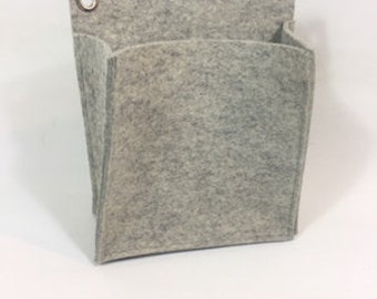 Felt wall pocket, wall utensil silo in light gray large