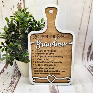 Grandma Recipe Decorative Board, Decorative Cutting Board, Grandma Gift, Gift for Grandma, Mother&#39;s Day gift, Mimi decorative board, nanny