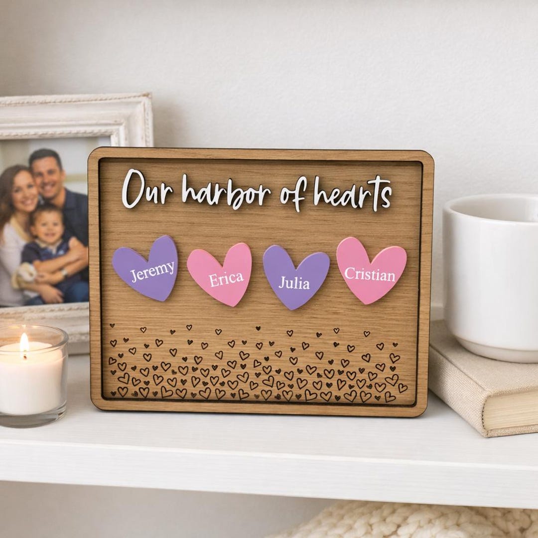 Personalized Family Name Sign With Hearts | Custom Mom Gift ...