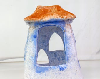 Handmade Ceramic Aquarium House, Turquoise Fish Hideaway