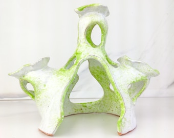 Ceramic Fish Hideaway Cave – Aquarium Safe Sculpture – Handmade Ceramic Multi-Cave Aquarium Decor – Organic Modern Fish Shelter