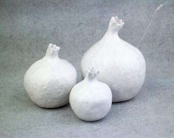 Handmade Ceramic Pomegranate Set, Pottery Decor, Hostess Gift