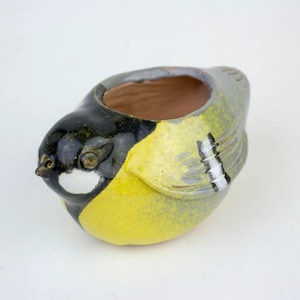 Animal planter lovely bird, Parus major, bird ceramic pot, ceramic pot, planet bird, bird planter pot, ceramics and pottery, ceramic gift,