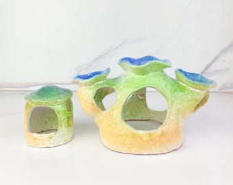 Handmade Ceramic Aquarium Decor, Betta Fish Cave Hideout