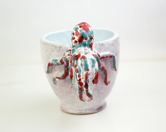 Handmade Ceramic Octopus Mug: Unique Pottery Coffee Tea Cup