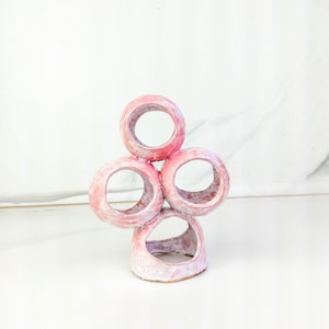 Handmade Ceramic Shrimp Cave – Pink Speckled Aquarium Hideout Tunnel