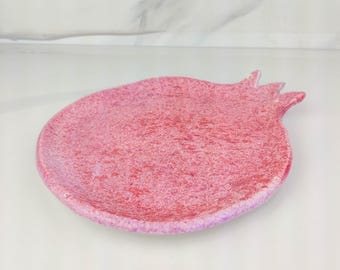 Handmade Ceramic Pomegranate Dish: Glazed Clay Ring Dish