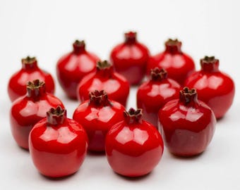 Handmade Ceramic Pomegranate Vase, Unique Wedding Favor Gift, red pomegranate, wedding gifts for guests, ceramic wedding favor box, gift