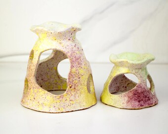 Ceramic Fish Hideaway: Small Aquarium Decor, Betta Cave (Set of 2)