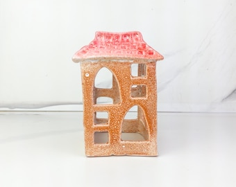 Handmade Ceramic Aquarium Castle Hideout, Colorful Betta Fish Cave Tank Decor