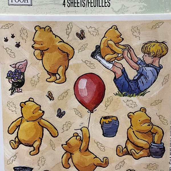 Vintage 1980s 1990s 2000s Hallmark Winnie the Pooh SINGLE Sticker Sheet, Classic Pooh, Hundred Acre Woods