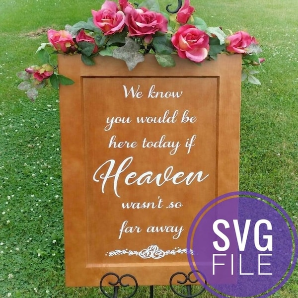 Wedding Memorial Sign SVG, We know you would be here today if Heaven wasn't so far away, Honor Family/Friend/Loved One Table, Candle, Photos