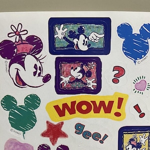 Vintage 1980s 1990s 2000s Hallmark Mickey Mouse Disney Sticker Sheet, Sketches