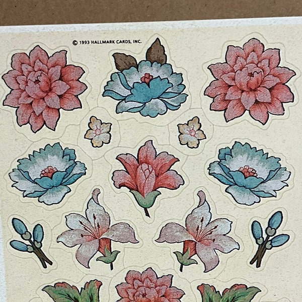 Vintage 1980's 1990s Hallmark Flowers Sticker Sheet *Glue Bleed* FLAW - Uncommon, Pussy Willow Buds
