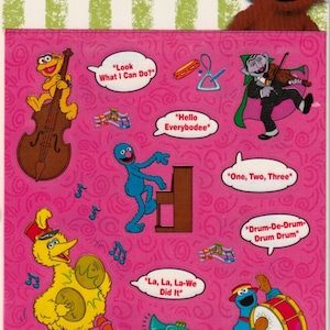 Vintage 1980s 1990s 2000s Sesame Street Sandylion Maxi Sticker Sheet, Musical Instruments, Band Geeks, Orchestra, Musician