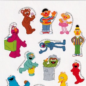 Feuille d'autocollants Elmo, Cookie, Bert, Ernie et Big Bird 2019, personnages de Sesame Street, 4,5 x 6 po.