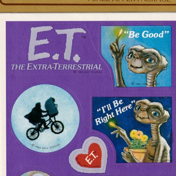 1980s 1990s 2000s Vintage Hallmark Sticker, Rare, ET the Extra Terrestrial Sticker Sheet, Be Good