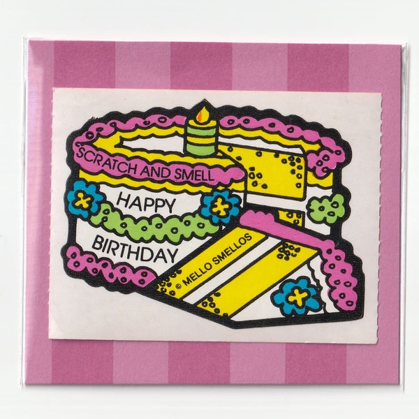 Mello Smello Vanilla Birthday Cake Scratch and Sniff Sticker, Glossy finish, no scent detected, just removed from roll
