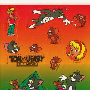 Vintage 1980s 1990s Hallmark Tom & Jerry Sticker Sheet, 1993 Turner Entertainment Co., Saturday Cartoon, Rare