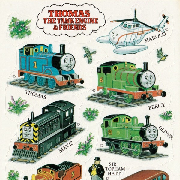 Vintage 1980s 1990s 2000s Hallmark Sticker Sheet: Thomas the Tank Engine and Friends - Cute Sticker Sheet