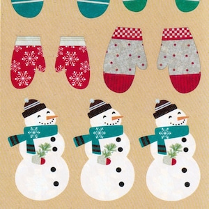 Vintage 1980s 1990s 2000s Hallmark Cute Winter Sticker Sheet, Prismatic Snowmen and Mittens -Rarer