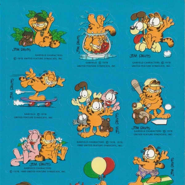 1980s 1980s Vintage Stickers, Garfield the Cat by Jim Davis and Hallmark, Arlene, Pooky, Odie